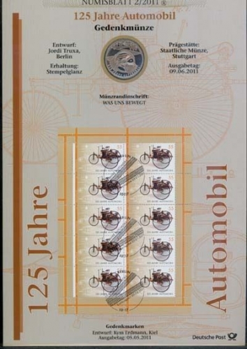 Bund Numisblatt 2011-2 Automobil 10,00 Euro