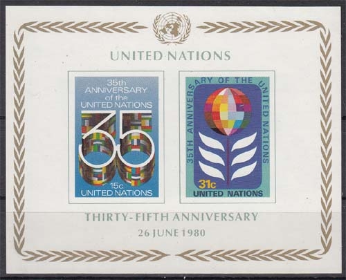 UNO New York MiNr. Bl. 7 ** 35 Jahre Vereinte Nationen
