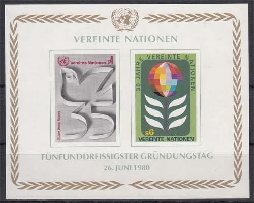 UNO Wien MiNr. Bl. 1 ** 35 Jahre Vereinte Nationen