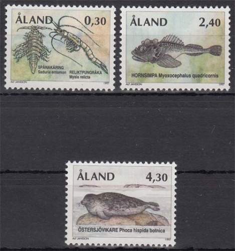 Aland MiNr. 124/26 ** Fauna: Reliktformen der Eiszeit