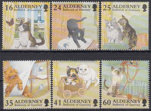 Alderney MiNr. 94/99 ** Katzen
