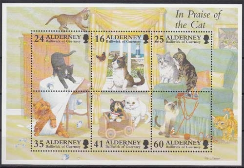 Alderney MiNr. Bl. 2 ** Katzen