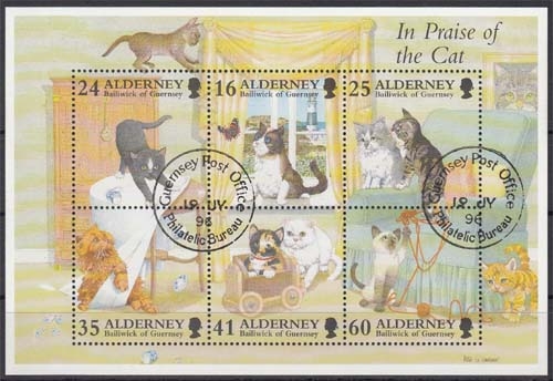 Alderney MiNr. Bl. 2 O Katzen
