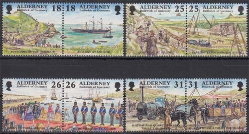 Alderney MiNr. 108/15 ** Historische Entwicklung von Alderney