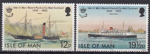Insel Man MiNr. 215/16 ** 150 Jahre Postbeförderungsvertrag