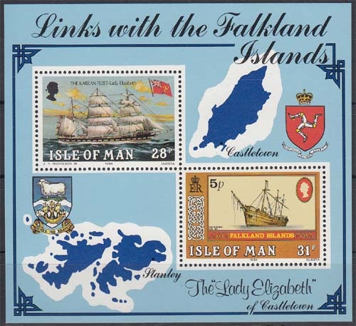 Insel Man MiNr. Bl. 7 ** Historische Verbindung mit den Falklandinseln