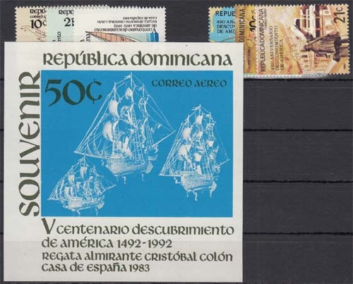 Dominik. Republik MiNr. Bl. 39 + 1398/00 + 1368/70 ** Schiffe