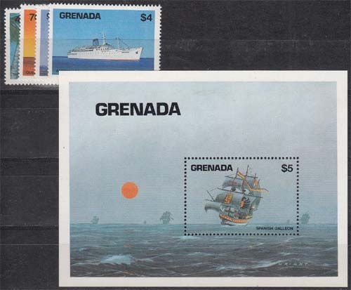 Grenada MiNr. 1307/10 + Bl. 128 ** Schiffe