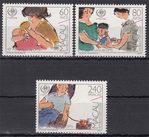 Macau MiNr. 593/95 ** 40 Jahre Weltgesundheitsorganisation