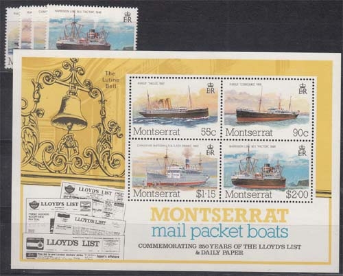 Montserrat MiNr. 553/56 + Bl. 28 ** Schiffe