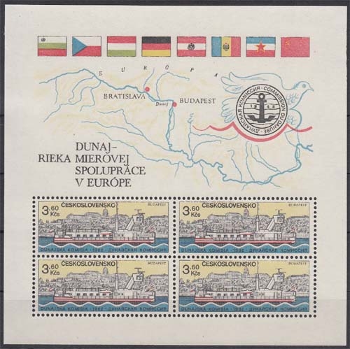 Tschechoslowakei MiNr. Bl. 51 ** 125 Jahre Europäische Donaukommission