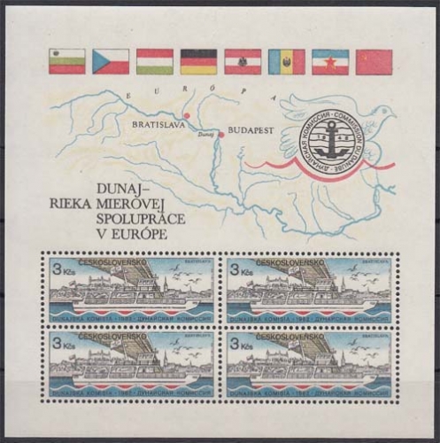 Tschechoslowakei MiNr. Bl. 52 ** 125 Jahre Europäische Donaukommission