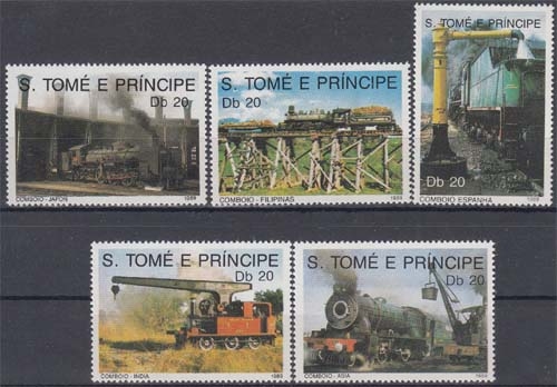 Sao Tome und Principe MiNr. 1136/40 ** Lokomotiven