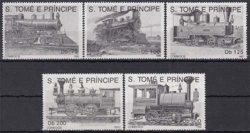 Sao Tome und Principe MiNr. 1374/78 ** Lokomotiven