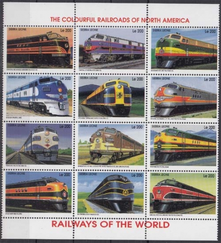 Sierra Leone MiNr. Klbg. 2330/41 + 2318/29 + 2306/17 + 2294/05 ** Eisenbahnen