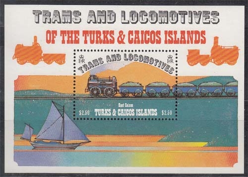 Turks- und Caicos-Inseln MiNr. Bl. 42 ** Pferdebahnen und Lokomotiven