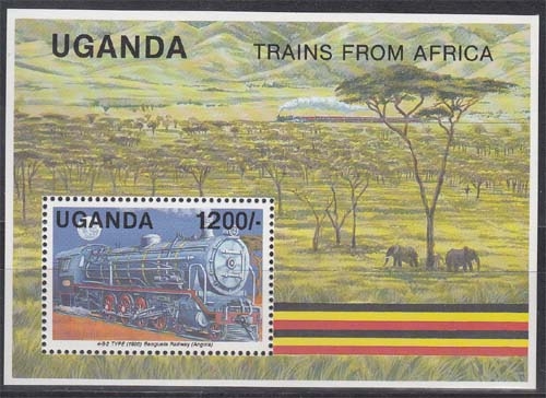 Uganda MiNr. Bl. 134 ** Lokomotiven afrikanischer Eisenbahngesellschaften