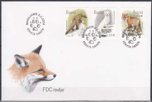 Aland 229/31 FDC, Einheimische Raubtiere