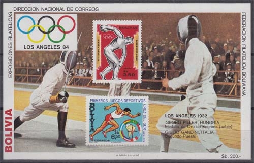 Bolivien Block 135 ** Olympische Sommerspiele 1984, Los Angeles