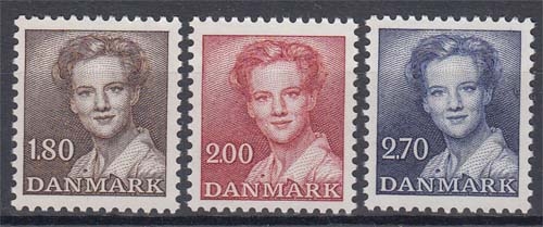 Dänemark 753/55 ** Freimarken: Königin Margarethe II.