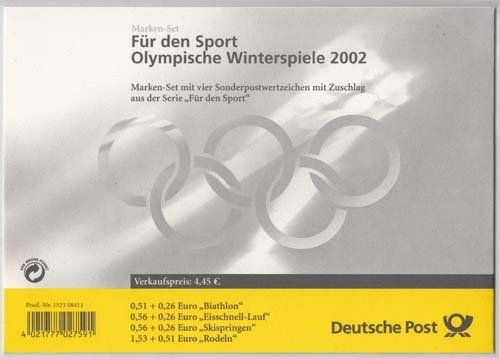 Bund MiNr. MH 47 O Sporthilfe: Olympische Winterspiele in Salt Lake City