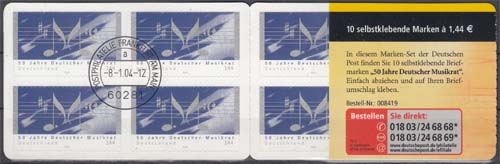 Bund MiNr. MH 54 a I O 50 Jahre Deutscher Musikrat