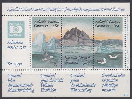 Grönland Block 1 ** Internationale Briefmarkenausstellung HAFNIA 87