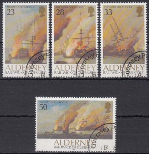 Alderney MiNr. 55/58 O 300. Jahrestag der Seeschlacht von La Hogue