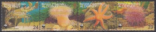 Alderney MiNr. 61/64 ** Weltweiter Naturschutz im 4er Streifen