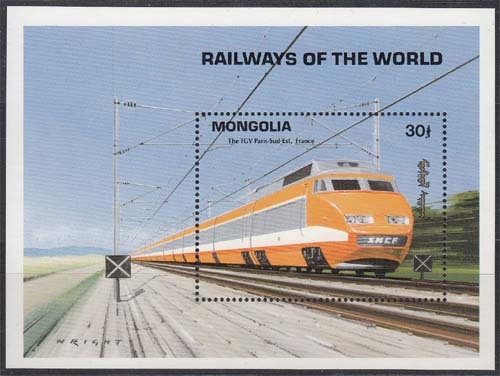 Mongolei MiNr. Bl. 186 ** Eisenbahnen aus aller Welt