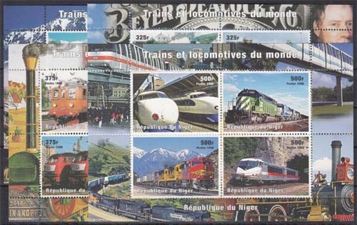 Niger MiNr. Klbg. 1444/59 ** Eisenbahnen aus aller Welt