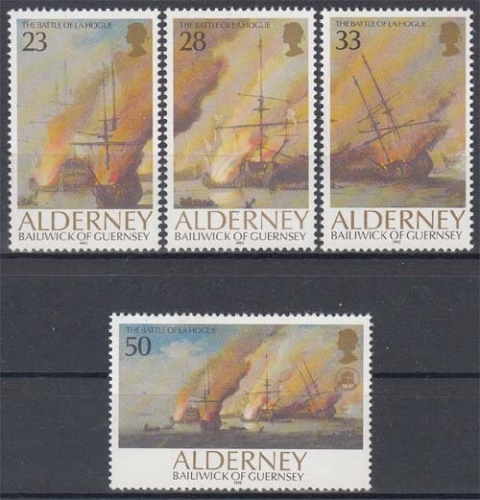 Alderney MiNr. 55/58 ** 300. Jahrestag der Seeschlacht von La Hogue