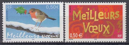 Frankreich MiNr. 3763/64 ** Weihnachten und Neujahr