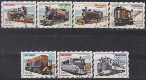 Nicaragua MiNr. 2231/37 O Entwicklung des Eisenbahnwesens