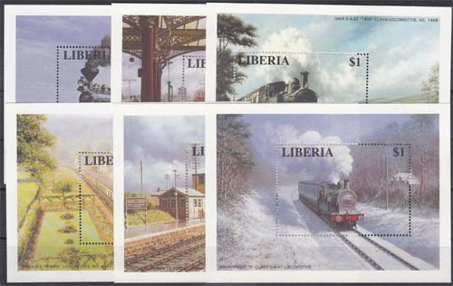 Liberia MiNr. Bl. 142/47 ** Lokomotiven