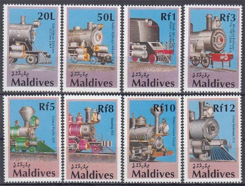 Malediven MiNr. 1478/85 ** Dampflokomotiven
