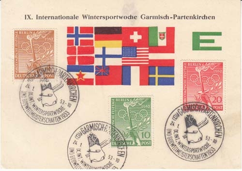 Berlin MiNr. 88/90 auf Karte zur Wintersportwoche
