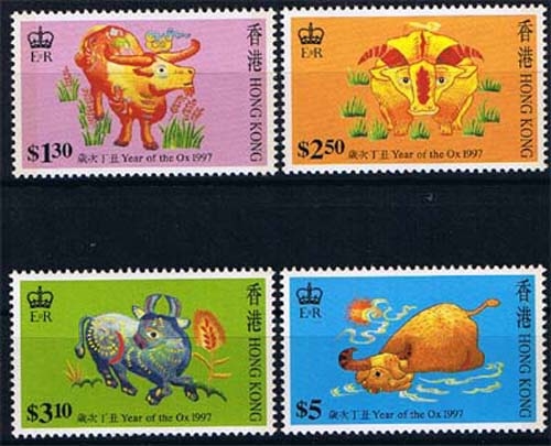 Hongkong MiNr. 785/88 ** Chinesisches Neujahr: Jahr des Ochsen