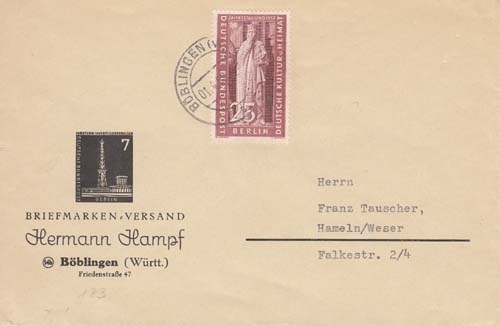 Berlin MiNr. 173 EF nach Hameln