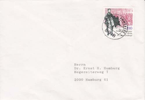 Berlin MiNr. 872 EF nach Hamburg