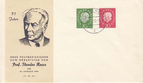 Bund MiNr. 303/04 auf FDC Prof. Theodor Heuss