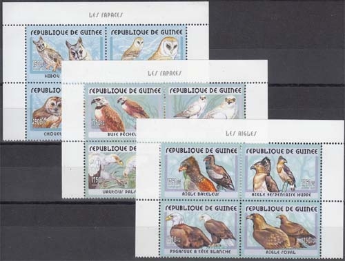 Guinea MiNr. 3422/33 A ** Raubvögel aus aller Welt