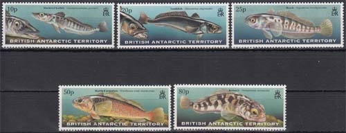 Britische Gebiete in der Antarktis MiNr. 288/92 ** Fische antarktischen Gewässer