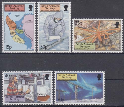 Britische Gebiete in der Antarktis MiNr. 293/97 ** Forschungsarbeiten