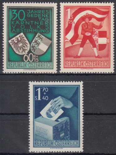 Österreich MiNr. 952/54 ** 30. Jahrestag der Volksabstimmung in Kärnten