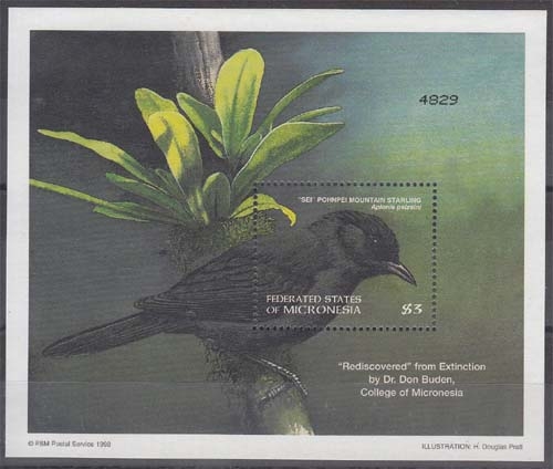 Mikronesien MiNr. Bl. 42 ** Vogel Pelzelustar