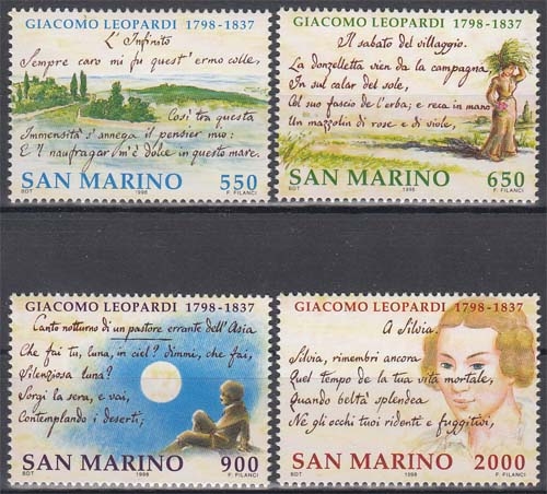 San Marino MiNr. 1770/73 ** 200. Geburtstag von Giacomo Graf Leopardi
