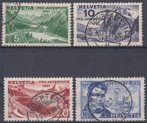 Schweiz MiNr. 246/49 O Pro Juventute, Landschaften, Alexandre Vinet