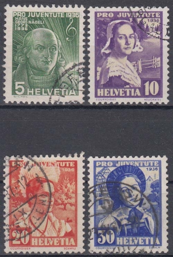 Schweiz MiNr. 306/09 O Pro Juventute, 100. Todestag von Hans Georg Nägeli