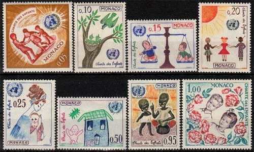 Monaco MiNr. 718/25 ** 4. Jahrestag der UNO-Deklaration über die Rechte d Kindes
